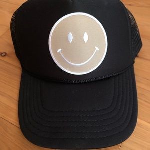 Trucker hat with smiley face
